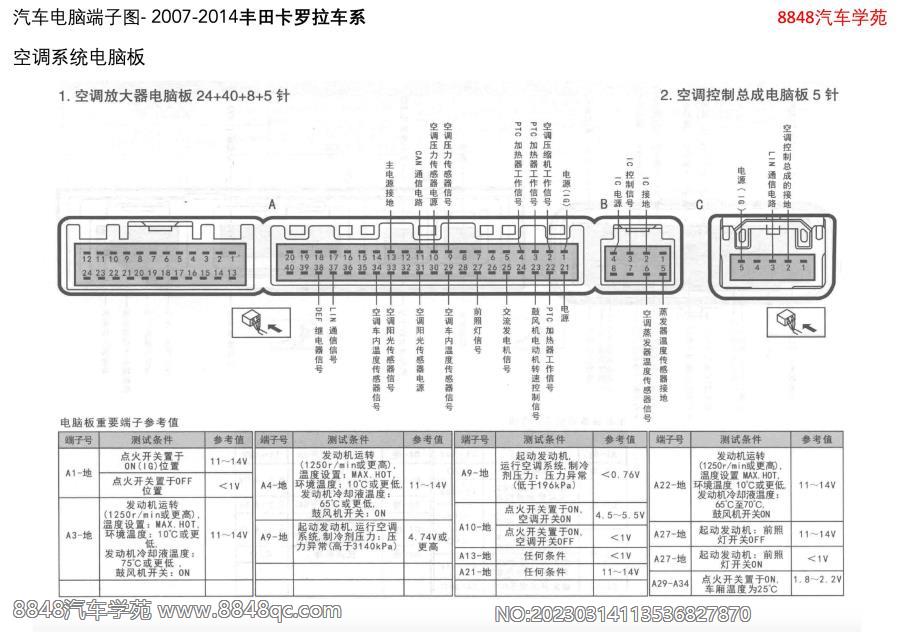 2007-2014丰田卡罗拉-空调系统电脑板 